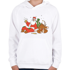 PRINTFASHION Részeg télapó - Gyerek kapucnis pulóver - Fehér gyerek pulóver, kardigán