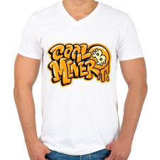 PRINTFASHION Réteg 1 - Férfi V-nyakú póló - Fehér férfi póló