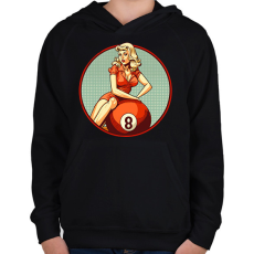 PRINTFASHION Retro bilárd - Gyerek kapucnis pulóver - Fekete