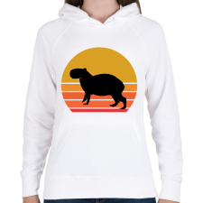 PRINTFASHION Retro Capybara - Női kapucnis pulóver - Fehér női pulóver, kardigán