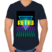 PRINTFASHION Retro disco - Férfi V-nyakú póló - Sötétkék férfi póló