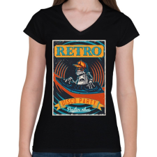 PRINTFASHION Retro Disco Party - Női V-nyakú póló - Fekete női póló
