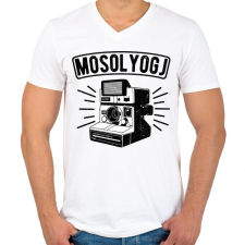 PRINTFASHION Retro fényképezőgép - Férfi V-nyakú póló - Fehér férfi póló