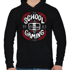 PRINTFASHION Retro gamer - Férfi kapucnis pulóver - Fekete férfi pulóver, kardigán