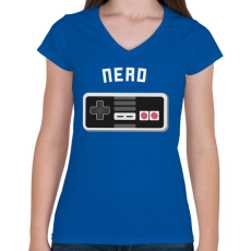 PRINTFASHION Retro gamer - Női V-nyakú póló - Királykék
