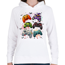 PRINTFASHION Retro Halloween Gaming Controller - Női kapucnis pulóver - Fehér női pulóver, kardigán