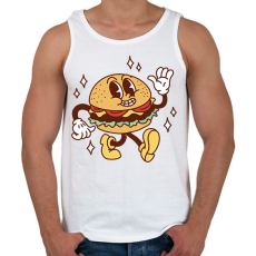 PRINTFASHION Retro hamburger - Férfi atléta - Fehér