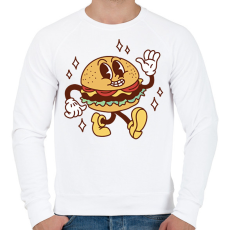PRINTFASHION Retro hamburger - Férfi pulóver - Fehér