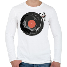 PRINTFASHION Retro hangulat - lemezjátszó - Férfi hosszú ujjú póló - Fehér férfi póló
