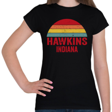 PRINTFASHION Retro Hawkins Indiana - Női póló - Fekete női póló