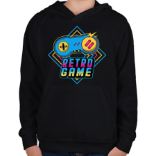 PRINTFASHION Retro játékos - Gyerek kapucnis pulóver - Fekete gyerek pulóver, kardigán