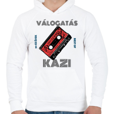 PRINTFASHION Retro kazetta - Férfi kapucnis pulóver - Fehér