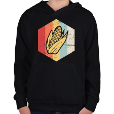 PRINTFASHION Retro kukorica - Gyerek kapucnis pulóver - Fekete gyerek pulóver, kardigán