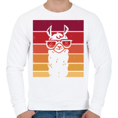 PRINTFASHION Retro láma - Férfi pulóver - Fehér