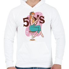 PRINTFASHION Retro lány - 50-es évek - Férfi kapucnis pulóver - Fehér férfi pulóver, kardigán