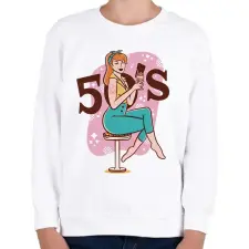 PRINTFASHION Retro lány - 50-es évek - Gyerek pulóver - Fehér gyerek pulóver, kardigán