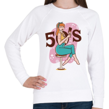PRINTFASHION Retro lány - 50-es évek - Női pulóver - Fehér női pulóver, kardigán