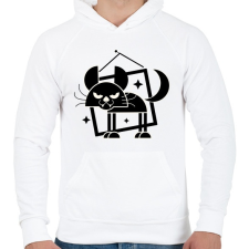 PRINTFASHION Retro macska - Férfi kapucnis pulóver - Fehér férfi pulóver, kardigán