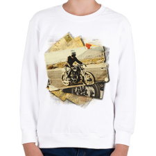 PRINTFASHION Retro motoros - Gyerek pulóver - Fehér gyerek pulóver, kardigán