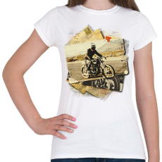 PRINTFASHION Retro motoros - Női póló - Fehér