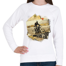 PRINTFASHION Retro motoros - Női pulóver - Fehér női pulóver, kardigán