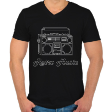 PRINTFASHION retro music - Férfi V-nyakú póló - Fekete férfi póló