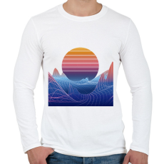 PRINTFASHION Retro naplemente - Férfi hosszú ujjú póló - Fehér