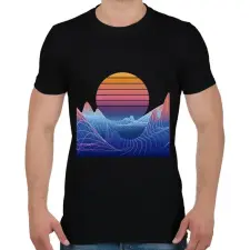 PRINTFASHION Retro naplemente - Férfi póló - Fekete férfi póló