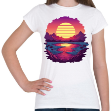 PRINTFASHION Retro naplemente - Női póló - Fehér női póló