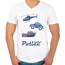 PRINTFASHION Retro rendőr - Férfi V-nyakú póló - Fehér férfi póló