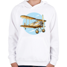 PRINTFASHION Retro repülő - Gyerek kapucnis pulóver - Fehér