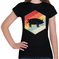 PRINTFASHION Retro sertés, disznó - Női póló - Fekete