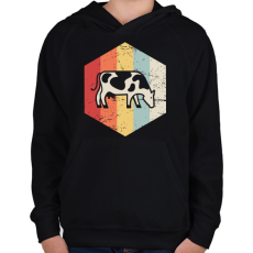 PRINTFASHION Retro szarvasmarha - Gyerek kapucnis pulóver - Fekete