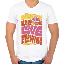 PRINTFASHION Retro - szerelem 60-as évek - Férfi V-nyakú póló - Fehér férfi póló