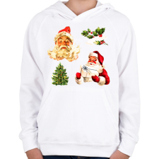 PRINTFASHION Retro télapó - Gyerek kapucnis pulóver - Fehér gyerek pulóver, kardigán