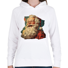 PRINTFASHION Retro télapó - Női kapucnis pulóver - Fehér női pulóver, kardigán