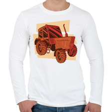 PRINTFASHION Retro traktor - Férfi hosszú ujjú póló - Fehér férfi póló