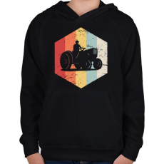 PRINTFASHION Retro traktoros - Gyerek kapucnis pulóver - Fekete