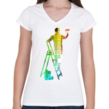 PRINTFASHION RGB Festő-Mester - Női V-nyakú póló - Fehér női póló