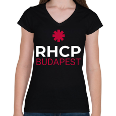 PRINTFASHION RHCP BUDAPEST 2 - Női V-nyakú póló - Fekete