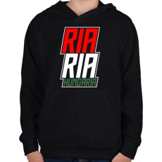 PRINTFASHION Ria-Ria-Hungária - Gyerek kapucnis pulóver - Fekete