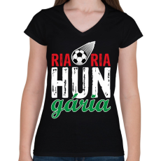 PRINTFASHION Ria ria hungária - Női V-nyakú póló - Fekete
