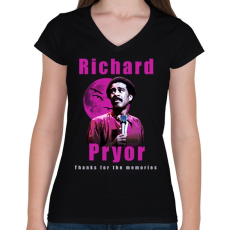 PRINTFASHION Richard Pryor Thanks for the memories - Női V-nyakú póló - Fekete