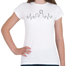 PRINTFASHION Rick és Morty heartbeat fekete - Női póló - Fehér női póló