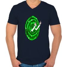 PRINTFASHION RickFck - Férfi V-nyakú póló - Sötétkék férfi póló