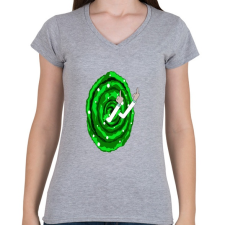 PRINTFASHION RickFck - Női V-nyakú póló - Sport szürke női póló