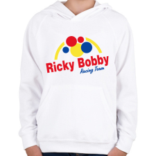 PRINTFASHION Ricky Bobby Racing Team - Gyerek kapucnis pulóver - Fehér gyerek pulóver, kardigán