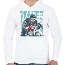 PRINTFASHION Ride Free - Férfi kapucnis pulóver - Fehér férfi pulóver, kardigán