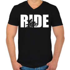 PRINTFASHION Ride motoros póló - Férfi V-nyakú póló - Fekete férfi póló