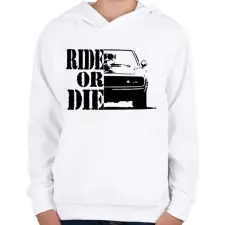 PRINTFASHION Ride or DIE - Gyerek kapucnis pulóver - Fehér gyerek pulóver, kardigán